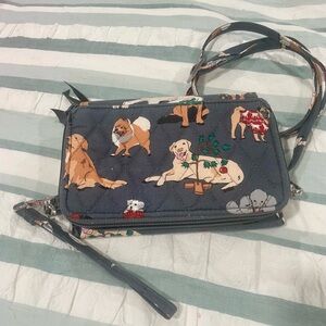 Vera Bradley Gray Quilted Dog Print Crossbody